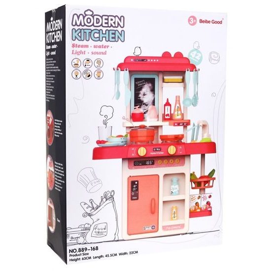 Dětská mini kuchyňka se zvuky a párou Little Chef- růžová