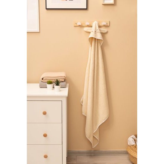 Dětská osuška s kapucí Králíček 90x90cm ecru