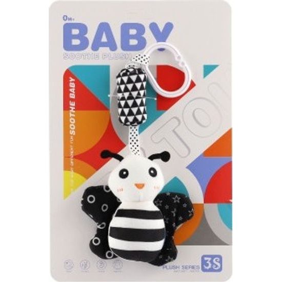 Zvířátko chrastítko na postýlku/kočárek černobílé - mix 3 druhy