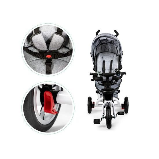 Ecotoys dětská tříkolka s otočným sedadlem a nafukovacími koly Rotage šedá