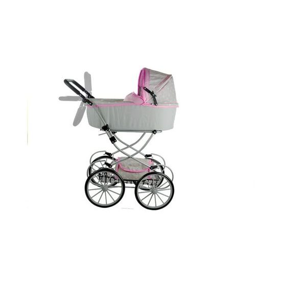 Kočárek pro panenky Alice Retro béžovo-růžový