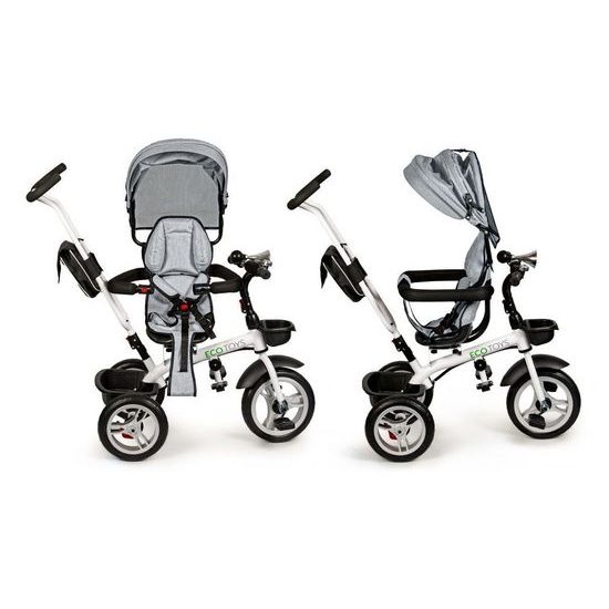 Ecotoys dětská tříkolka s otočným sedadlem 2v1 šedá