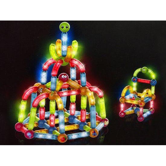 Magnetická svítící stavebnice Light Sticks 128 dílků