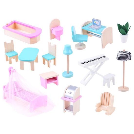 Dřevěný XXL domeček pro panenky s garáží rezidence Melinda