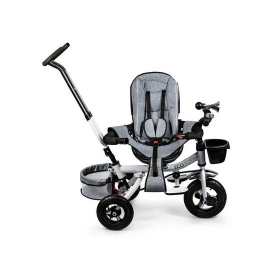 Ecotoys dětská tříkolka s otočným sedadlem a nafukovacími koly Rotage šedá
