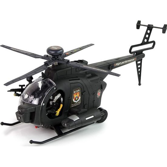 Vojenský vrtulník se světly černý