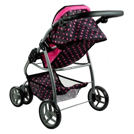 Alice velký sportovní kočárek pro panenky 3v1 - 9662 černý s puntíkama