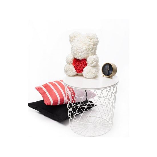 Medvídek z růží bílý s červeným srdcem Rose Bear 40 cm