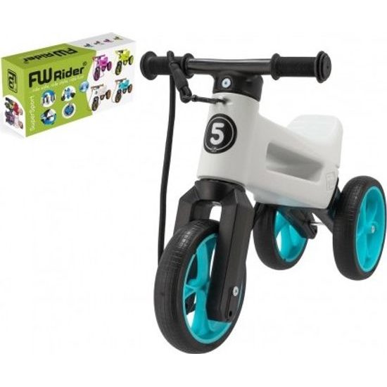 Odrážedlo FUNNY WHEELS Rider SuperSport bílé/tyrkys 2v1+popruh