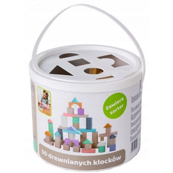 Ecotoys sada dřevěných kostek 50 ks v boxu NEO