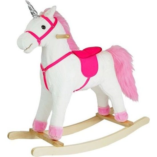 Houpací kůň bílo růžový se zvuky - Unicorn