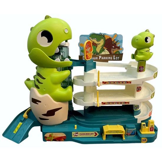 Parkovací dráha se 6 autíčky a výtahem na baterie Dinosaur Parking Lot