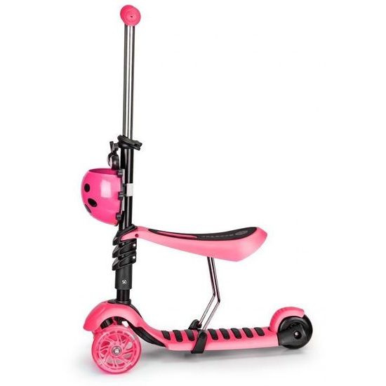 Ecotoys dětská koloběžka Bedrunka růžová se sedátkem a svítícími koly