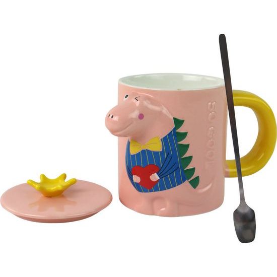 Keramický hrneček - růžový dinosaurus