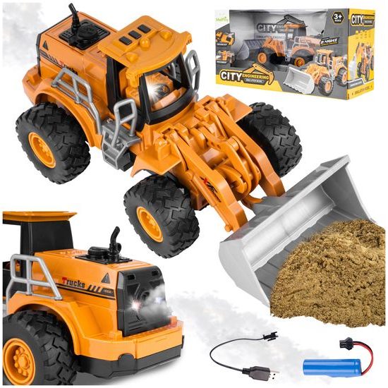 Bagr na dálkové ovládání City Engineering s pohyblivou lžící a kouřovým efektem