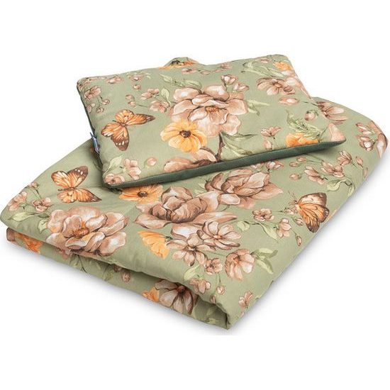 Souprava do postýlky Květiny, zelená