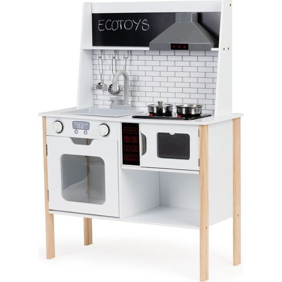 Ecotoys dětská dřevěná kuchyňka se zvuky a LED efekty House Kitchen