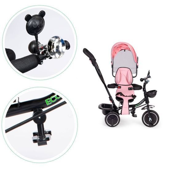 Ecotoys dětská tříkolka s otočným sedadlem Trike 2v1 růžová