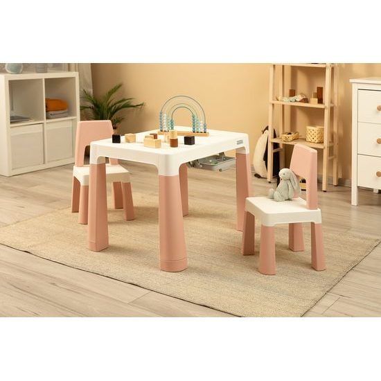 Dětský stůl Monti + 2 židle růžový