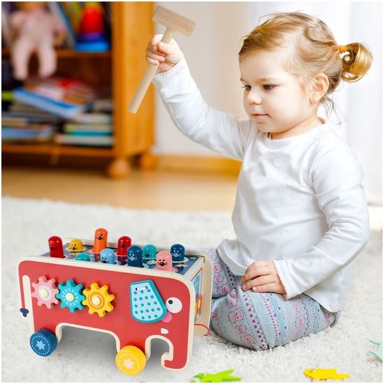 Doris dřevěná edukační kostka se zatloukačkou