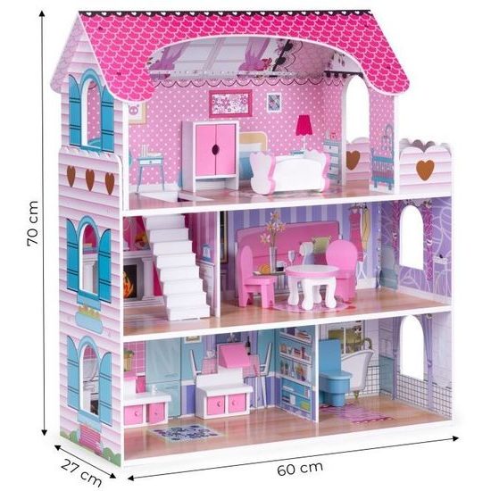 Ecotoys dřevěný domeček pro panenky s LED barevným osvětlením Tennessee