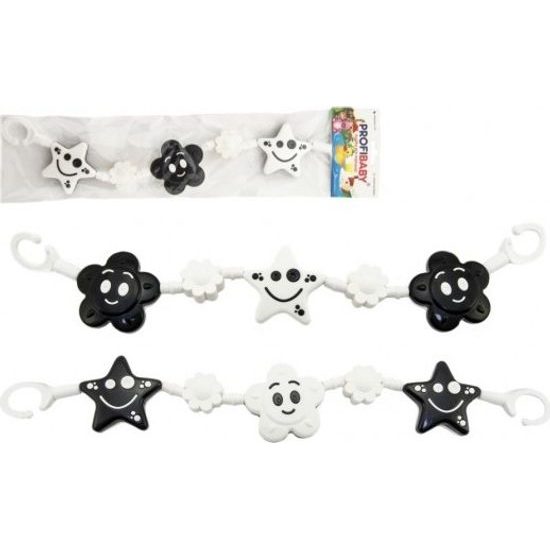 Řetěz kytička, hvězdička - černobílá