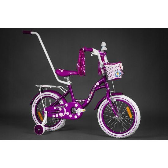 Mexller dětské kolo Village 16" s vodící tyčí fialové