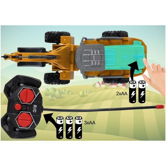 POŠKOZENÝ OBAL Bagr na dálkové ovládání Truck Excavator s pohyblivou lžící 1:36