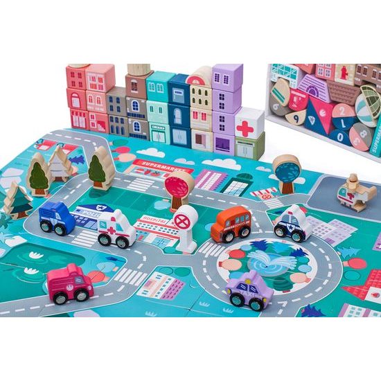 Doris sada dřevěných kostek 115 ks v Městečko