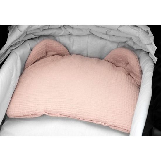 Mušelínová poduška do kočárku růžová