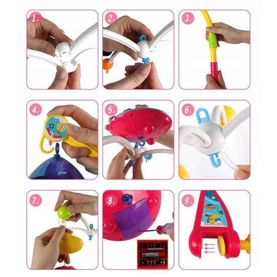 Haunger kolotoč nad postýlku s dálkovým ovladačem a projektorem