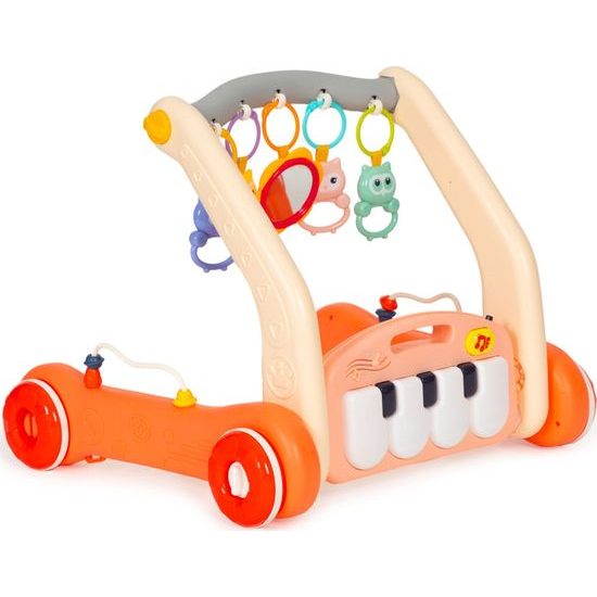 Haunger chodítko 2v1 s hrací dekou a piankem Rack Walker - oranžové