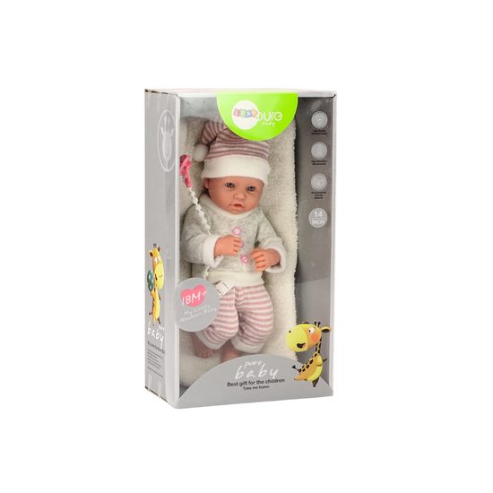 Panenka miminko se sveříkem a pruhovaným oblečením + dudlík růžový