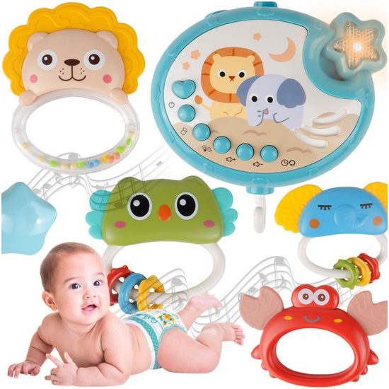 Kolotoč nad postýlku s projektorem a dálkovým ovládáním Music Mobile modrý