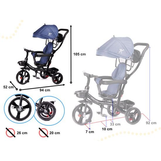 Dětská tříkolka Fix Lite s otočným sedadlem 3v1 modrá