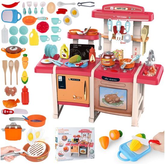 Velká dětská kuchyňka s tekoucí vodou, zvuky a světly Simulation Kitchen - růžová