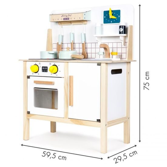 Ecotoys dětská dřevěná kuchyňka se zvuky a LED efekty Horney Chef