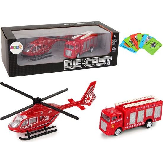Hasičský set vrtulníku a autíčka