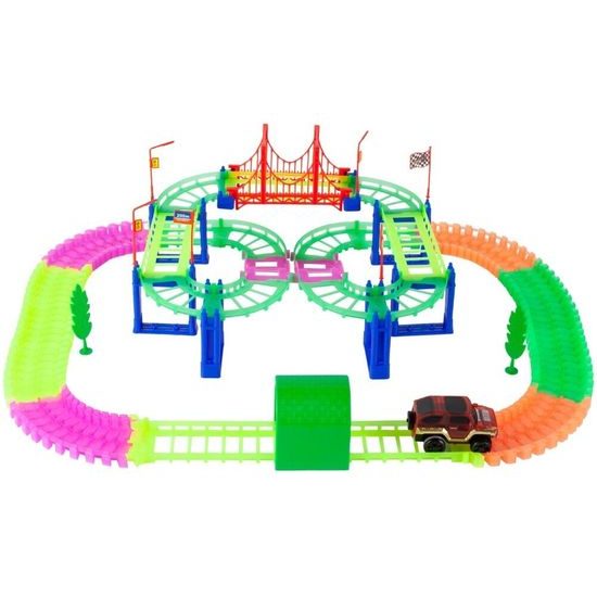 Svítící autodráha s autíčkem na baterie 123 dílků Luminous Rail
