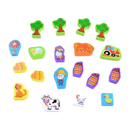 Sada dřevěných kostek se zvířátky 100 ks v kyblíku Farm Animal