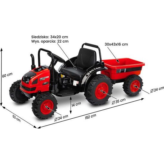 Elektrický traktor Hector červený
