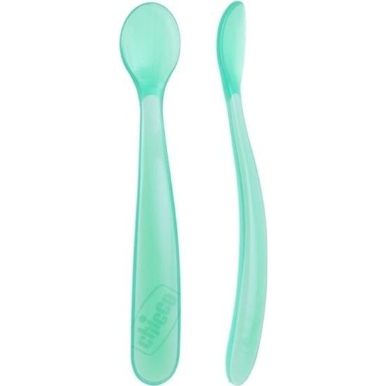 Chicco Měkká silikonová lžička, 2ks Modrá
