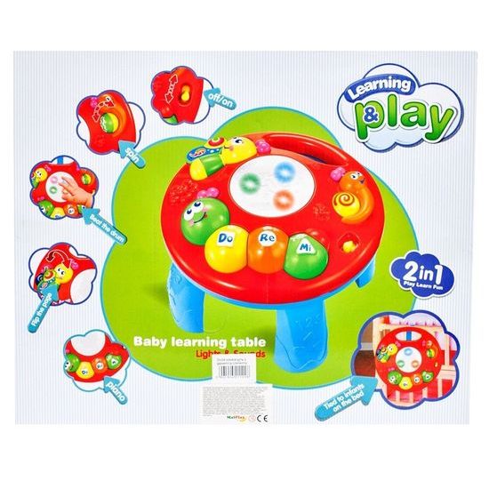 Edukační stoleček s piankem a zvuky 2v1 Housenka