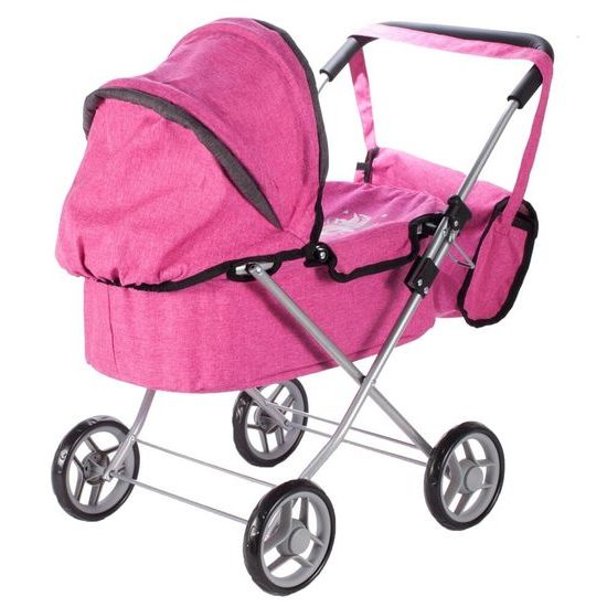 Hluboký kočárek pro panenky Princess růžový