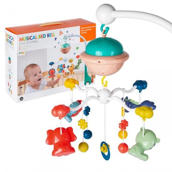 Kolotoč nad postieľku so zvieratkami a projektorom Bed Bell