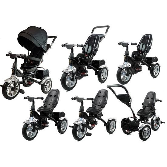 Majlo Toys tříkolka 2v1 s nafukovacími koly PRO600 černá