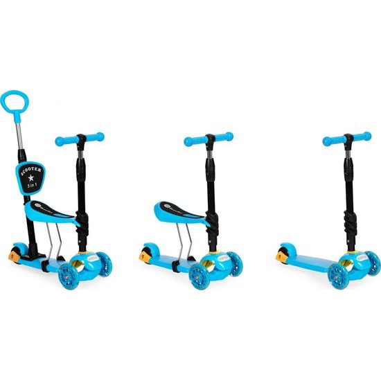 Ecotoys dětská koloběžka se svítícími koly Bedrunka modrá 5v1