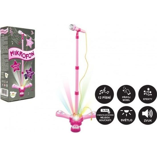 Mikrofon karaoke růžový - na baterie