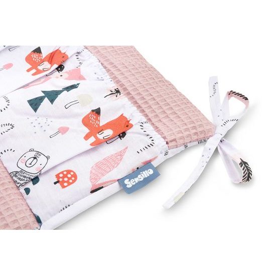 Kapsář na postýlku Wafel lišky růžový