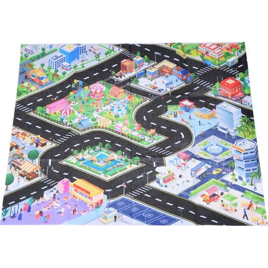 Sada dřevěných autíček hasiči, policie, taxi, sanitka, dopravní značky a podložka